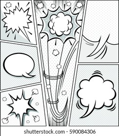 Comic speech bubbles and comic strip background 