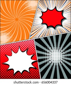 Comic speech bubbles and comic strip background, vector illustration