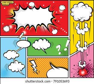 Comic Speech Bubbles And Comic Strip Background, Vector Illustration