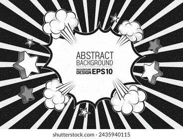 Comic Speech Bubbles, Template Black and White Color Background, Wallpaper Design, Radius Effect,  Pop Art Illustrator Cartoon Clipart.