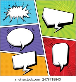 Comic speech bubbles with template set