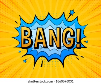 Comic speech bubbles with text Bang. Vintage cartoon illustration. Symbol, sticker tag, special offer label, advertising badge. Vector stock illustration.