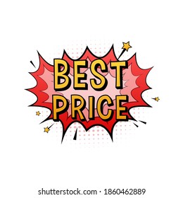 Burlas de humor con texto Mejor precio. Ilustración de caricaturas antiguas. Símbolo, etiqueta adhesiva, etiqueta de oferta especial, insignia de publicidad. Ilustración de material vectorial