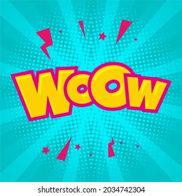 Comic speech bubbles with text WOOW. Vector bright dynamic cartoon illustrations
