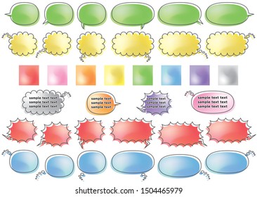 comic speech bubbles in watercolor style created gradient mesh, for write horizontally - social media image - talk and think and cry