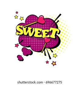 Comic Speech Chat Bubble Pop Art Style Sweet Expression Text Icon Vector Illustration