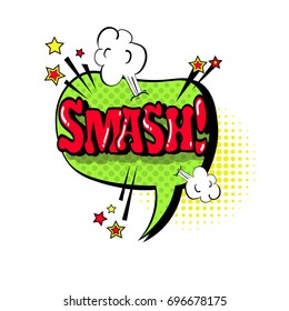 Comic Speech Chat Bubble Pop Art Style Smash Expression Text Icon Vector Illustration