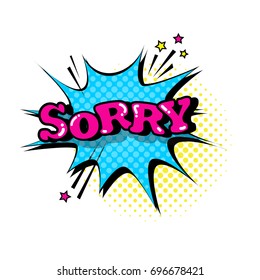 Comic Speech Chat Bubble Pop Art Style Sorry Expression Text Icon Vector Illustration