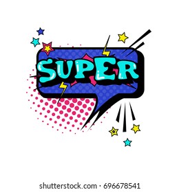 Comic Speech Chat Bubble Pop Art Style Super Expression Text Icon Vector Illustration
