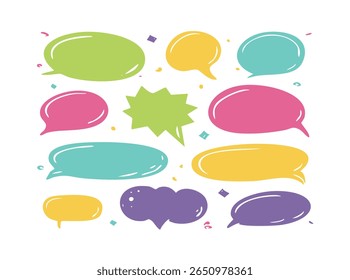 Comic speech with cute and funny style Flat vector design. white background.