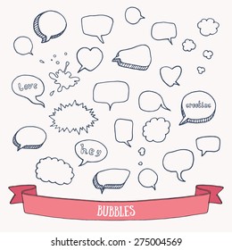 Comic Speech Doodles. Hand Drawn Vector Illustration. Isolated.