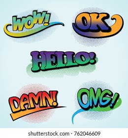 Comic speech element vector with halftone shadow