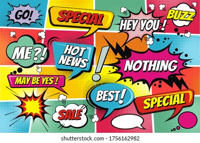 Comic speech with pop art style vector illustration