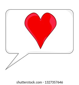 Comic Speech Square Balloon With Love Symbol Vector Illustration