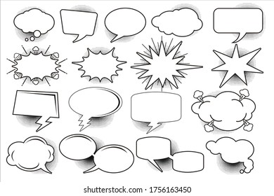 Comic speech template with black white pop art style vector illustration