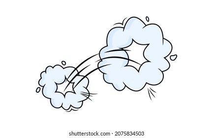 Icono vectorial de nube azul de velocidad de cómico. Burbuja del efecto de efecto de efecto de efecto de efecto de efecto de efecto de efecto de lluvia, saltar con humo o polvo. Fun onomatopoeia ilustración