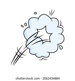 Comic speed cloud vector icon. Catroon motion puff effect explosion bubble, jump with smoke or dust. Fun onomatopoeia illustration