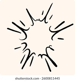 Comic speed line effect element. Anime manga boom and burst radial action. Sketch of explosion with motion spark and energy trai