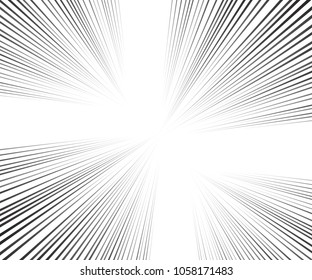 Comic speed lines background Rectangle fight stamp for card Manga or anime, graphic texture, superhero action, explosion background. Black and white vector illustration