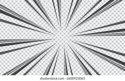 comic speed lines on transparent background