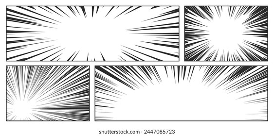 Comic Speed Lines Set. Dynamic Vector Visual Effects Used In Manga, Anime And Cartoons To Depict Motion or Action