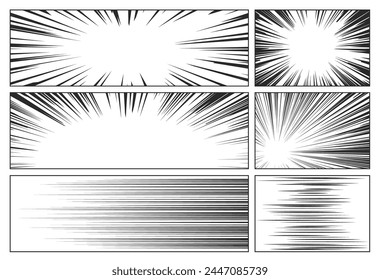 Comic Speed Lines Set. Dynamic Streaks Or Rays Used In Comics To Convey Motion And Speed. They Emphasize Movement