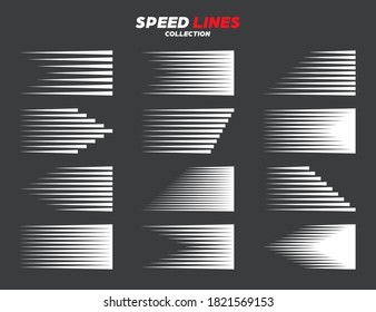 Comic speed motion lines collection. Vector illustration.