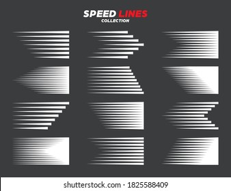 Comic speed motion lines collection. Vector illustration.