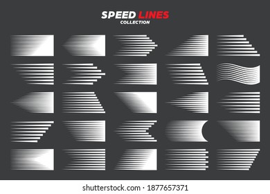 Comic speed motion lines collection. Vector illustration.