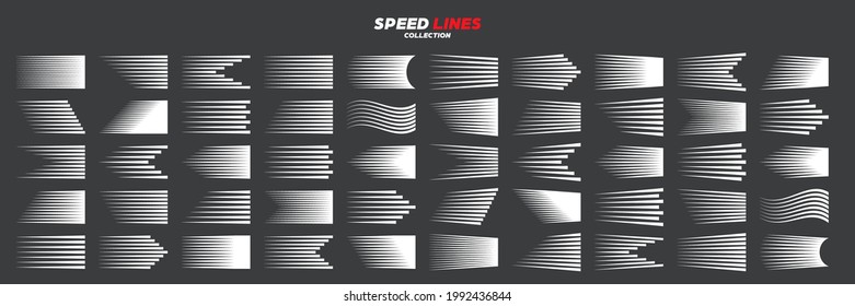 Comic speed motion lines collection. Vector illustration.