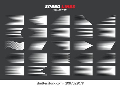 Comic speed motion lines collection. Vector illustration.