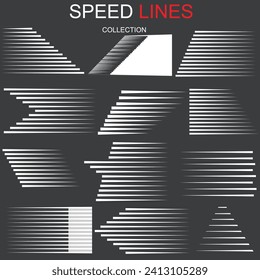 Comic speed motion lines collection. Vector illustration.