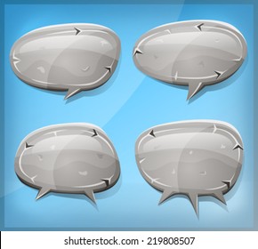 Comic Stone And Rock Speech Bubbles/ Illustration of a set of cartoon comic stone and rock speech bubbles, for advertisement messages or game ui graphic design