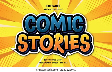 comic stories editable text effect with modern and simple style, usable for logo or campaign title