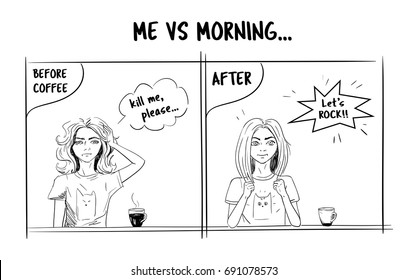 Comic strip about coffee vector illustration