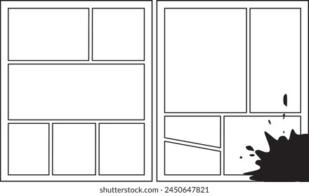 Comic strip background frame stained with ink