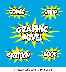 Comic Strip Graphic Novel Cartoon Book Vector Set