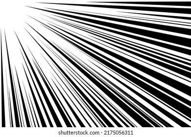 Líneas de movimiento radial de tiras cómicas. Los cómics animan la velocidad del héroe o la lucha contra los rayos de explosión de la textura de acción. Caricatura de manga dibujando explosiones de fondo. Ilustración de los pasos de entrada de lápiz gráfico de vectores