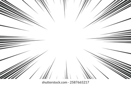 Comic strip radial motion lines. Super hero speed anime comic book and explosion beam texture. manga superhero explosion effect.