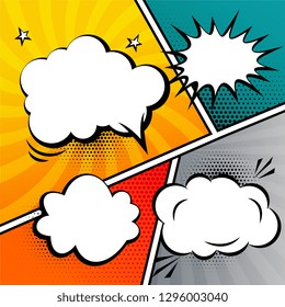 Comic Strip Speech Bubble And Expressions Template