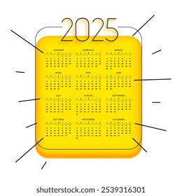 comic style 2025 full page calendar layout design vector