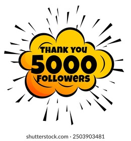 comic style 5000 social media followers thank you post vector