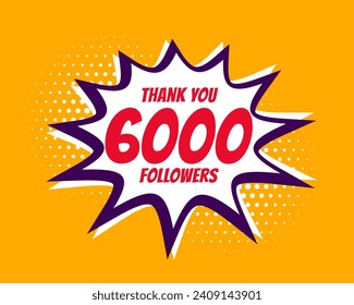 estilo cómic 6000k seguidores del canal de medios sociales vector de fondo amarillo