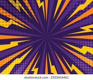Comic style abstract radial stripes rays retro background. Vector illustration