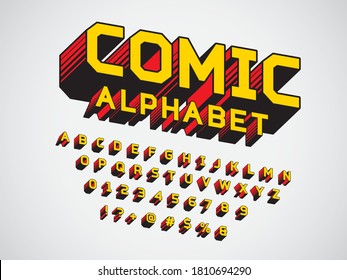 Comic style alphabet design with uppercase, numbers and symbol
