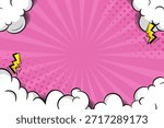 comic style background with clouds and a fun purple color