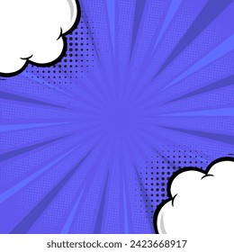 Comic style background in flat design, blue color background