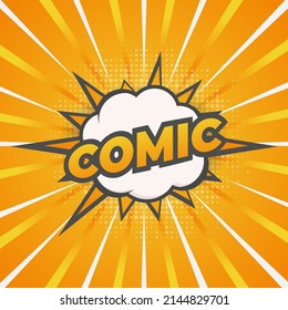 Comic style background with speech bubble and rays