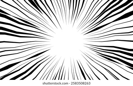 Comic style black sunburst background.