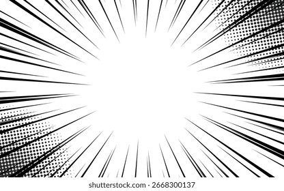 Estilo cómico de fondo negro sunburst.